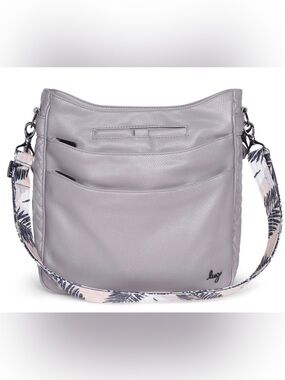 lug Cable Car Vegan Leather Quilted Crossbody - Pearl Grey. NWT